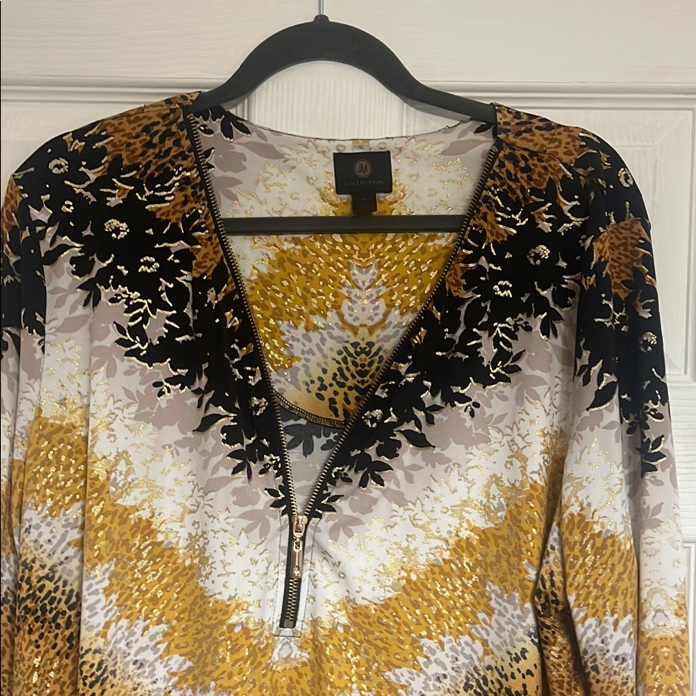 JM Collection Black and White Graphic Blouse